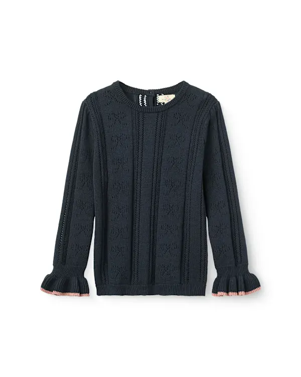 POINTELLE_BLOUSE_W_BOW_Blauw