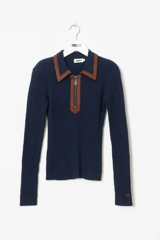 Polo_pull_suede_Blauw