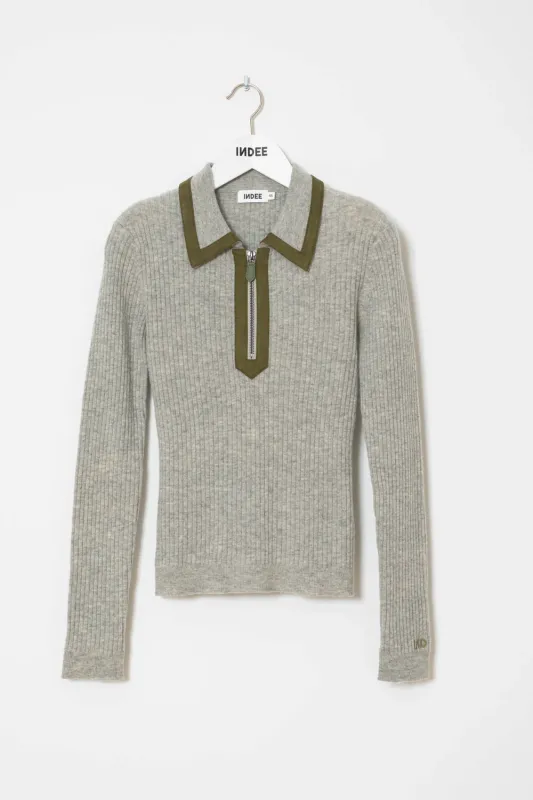 Polo_pullover_sude_details_Grijs