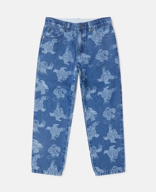 Print_Straight_Leg_Jeans_Blauw_1