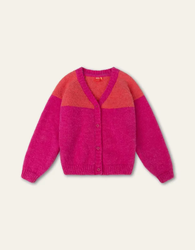 Vedette_cardigan_Colourblock_Roze