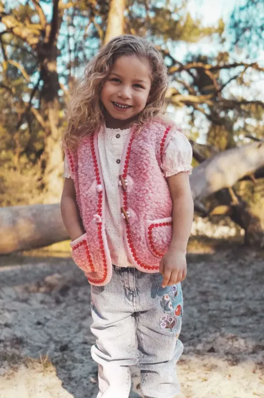 Wollen_bodywarmer___Flower_Power_Roze
