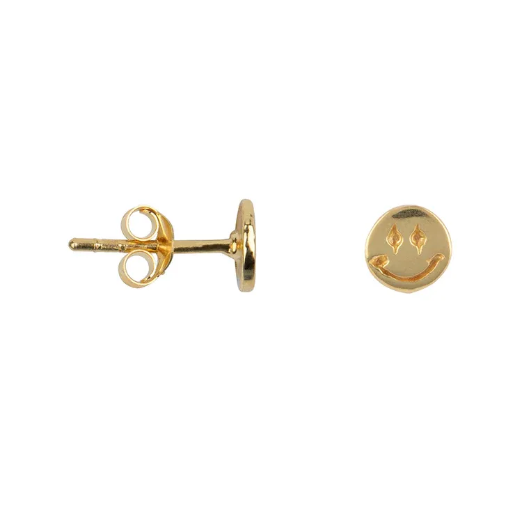 _Smiley_Stud_Earring_Gold_Plated_Goud