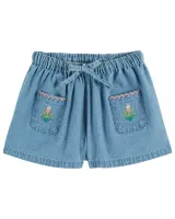 SHORT_DENIM_LIGHT_BRODE_ROSE_Blauw