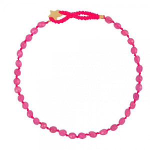 Neon_Pink_Beads_Bracelet_Gold_Plated